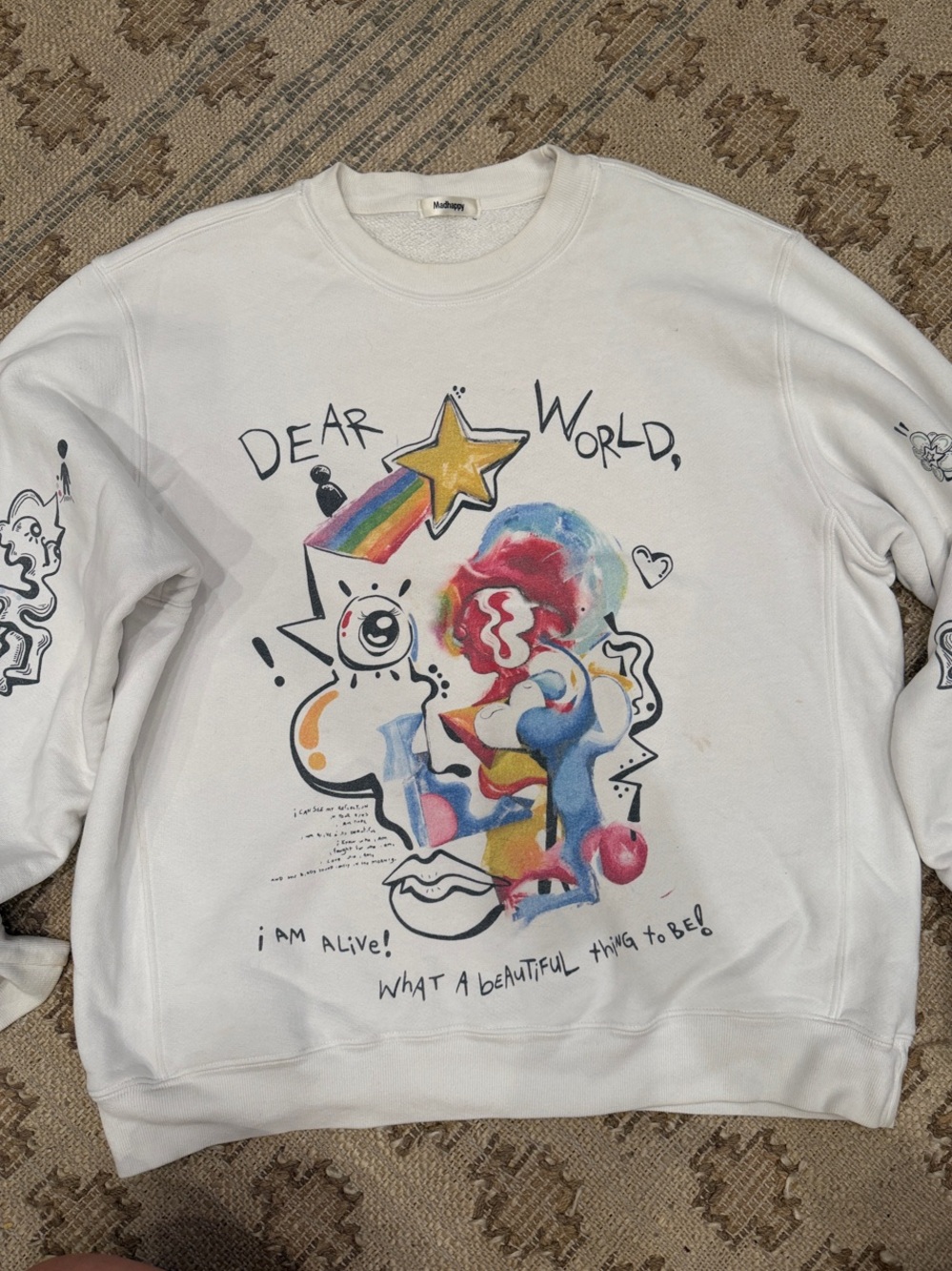 Madhappy x FEWOCIOUS White Crewneck with Multicolor